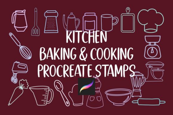 20 Kitchen Baking Procreate Stamps: Your Digital Design Toolkit