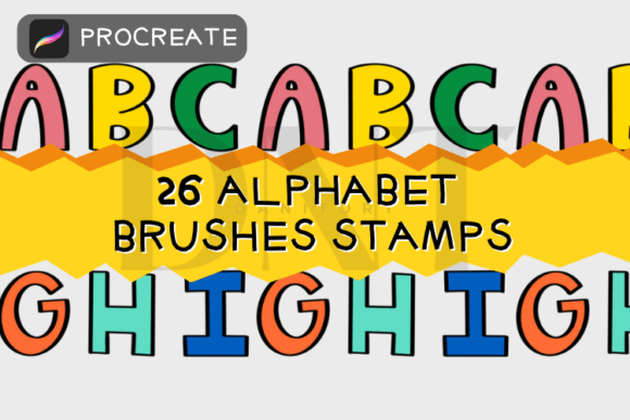 26 Alphabet Brushes Stamps for Dynamic Digital Art