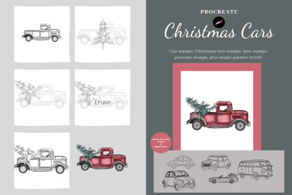 Christmas Cars for Procreate Toolkit: Festive Digital Crafting
