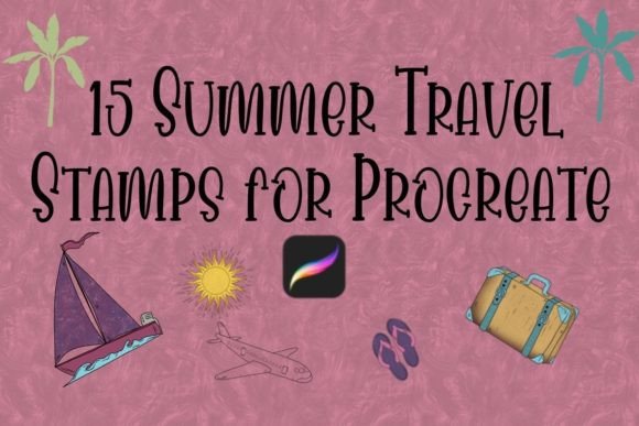 Summer Travel Stamps for Procreate: 15 Design Essentials