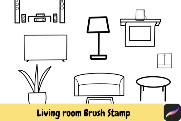 Transform Your Digital Canvas with Living Room Procreate Brush Stamps