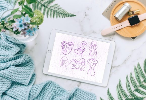 Unveiling Line Art Woman Stamps Procreate V 43